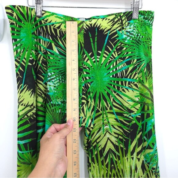 Michael Lauren Derby Wide-Leg Pants Jungle Green Modal Pull-One Tropical Large - Picture 10 of 13